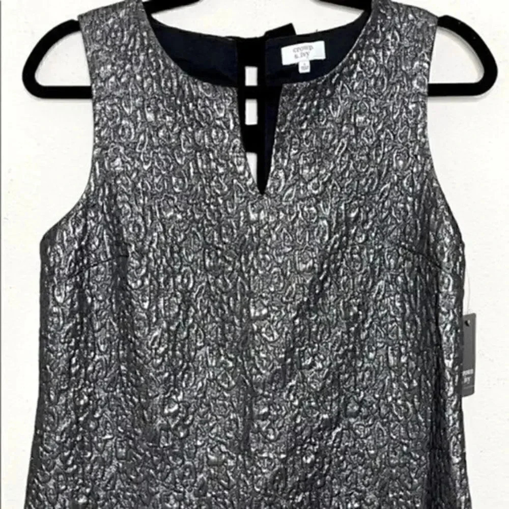 Crown & Ivy NWT sz 4 sleeveless little black metallic dress - Picture 4 of 7